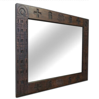Local Pickup Only (MD/VA/DC) - Large Wall Mirror, Wood Framed Mirror, Custom Mirror Carved Wooden Ethiopian Framed Mirror (Axum & Lalibela)